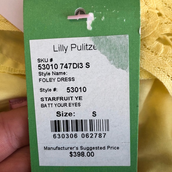 NWT LILLY PULITZER FOLEY LACE SMALL STARFRUIT YELLOW GORGEOUS!! MSRP $398 - Picture 10 of 15